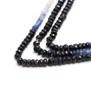 Cuentas de Piedra de Zafiro Azul Facetadas en Forma de Rondelle, Naturales, con Efecto Degradado Brillante, 4mm, Corte Liso, para Joyería, Color Claro - Product Image 1