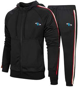 Chándal de nailon Wind Break para hombre, dos piezas con cremallera y cuello con capucha, pantalones y sudaderas de invierno con patrón sólido - Product Image 1