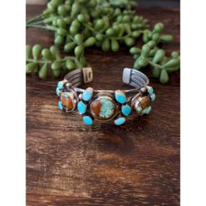 Kathleen Chavez Multi Turquoise & Sterling Silver Cluster Fashion Cuff Bracelet - Product Image 1