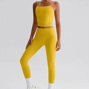 Ensemble de vêtements de sport 2 pièces personnalisés pour femmes, hauts sans manches de sport, leggings de yoga, ensembles d'entraînement de fitness pour femmes - Product Image 3