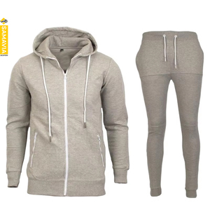 Automne hiver mode Logo personnalisé Tech polaire lavage à l'acide solide à capuche Samavia survêtement ensemble décontracté coton épais coupe-vent imprimé - Product Image 1