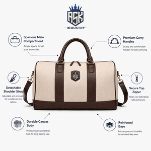 Bolsa de lona grande que ofrece un amplio espacio de almacenamiento, múltiples bolsillos y una construcción duradera para viajes de fin de semana, equipo de gimnasio y uso al aire libre. - Product Image 6