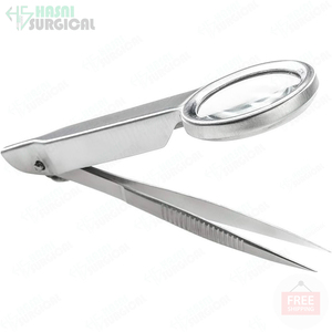 Pinzas de aumento de acero inoxidable Premium Herramienta de precisión de punta fina con lupa - Product Image 5