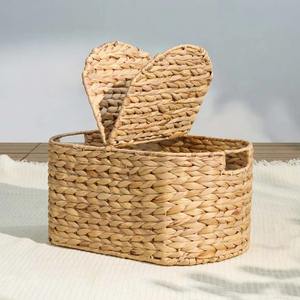 Water Hyacinth Woven Brown Oval Handmade Storage <b>Basket</b> Wholesale eco-friendly Made in Vietnam - Product Image 4