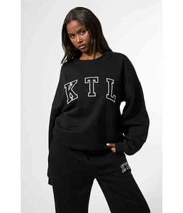 Survêtement long surdimensionné en molleton uni d'hiver avec logo personnalisé, noir - Product Image 6