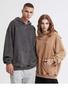 Venta al por mayor 380GSM 42% algodón 58% poliéster polar Casual Sudadera con capucha cordón Color sólido en blanco logotipo personalizado pulóver Zip Tops sudaderas con capucha - Product Image 6