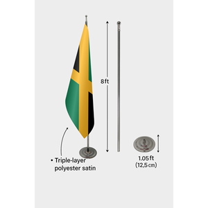 Jamaica Official Indoor Hand <b>Flag</b> Digital Printed Polyester with Aluminum <b>Pole</b> <b>for</b> Automotive Insurance Education Travel Agency - Product Image 6