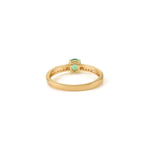 Latest New Design 5 MM Round Cut Emerald & Diamond Double Layer Band Ring Handmade 14K Yellow Gold Minimal Stackable Jewelry - Product Image 6
