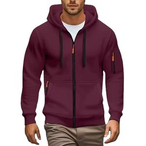 Sudadera con Capucha y Cremallera de Color Sólido para Hombre con Bolsillos Laterales, Ropa Casual de Manga Larga con Cierre Completo - Product Image 5