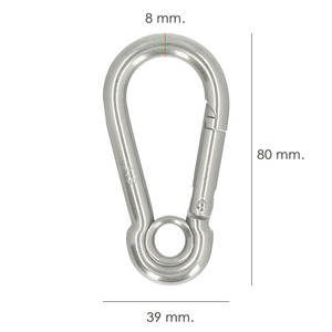 Moschettone da Pompiere in Acciaio Inossidabile con Occhiello 80 mm. Per uso domestico. - Product Image 3