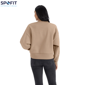 High Quality New Women's 100% Cotton Knitted O Neck <b>Drop</b> Shoulder Casual Custom Stonewashed Acid Wash Winter Street Wear - Product Image 2
