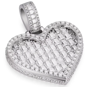 จี้รูปสัญลักษณ์สันติภาพประดับเพชรโมอิสซาไนต์ทรงบาแกตต์ ดีไซน์โรแมนติก เงินแท้ 925 ชุบทอง 14K และโรเดียม เหมาะสำหรับเป็นของขวัญ - Product Image 1