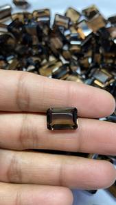 หินควอทซ์ธรรมชาติสีดำแบบสโมควอตซ์ทรงหลวมพลอยรูปแปดเหลี่ยมแท้สีฟ้าสดใสทรงรีเหลี่ยมสำหรับทำเครื่องประดับ - Product Image 3