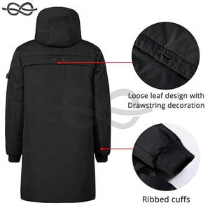 Manteaux d'hiver pour hommes Parkas épaisses imperméables coupe-vent avec longue veste rembourrée à capuche par temps froid extrême - Product Image 4