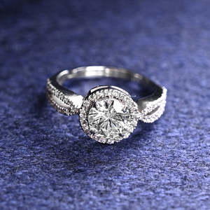 Anillos de Plata de Ley 925 de Primera Calidad para Mujer con Diamantes, Bisel y Engaste Chapados en Rodio - Product Image 2