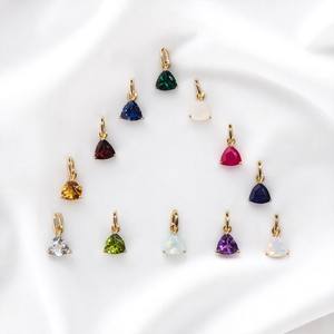 Pierre de naissance péridot trillion pendentif broche réglage breloques bijoux bijoux de mode en gros bas prix pendentifs - Product Image 2