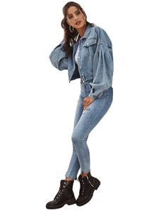 Chaquetas de alta calidad personalizadas de moda Chaquetas de mezclilla largas de gran tamaño Chaqueta de mezclilla de mujer desgastada Venta al por mayor de mezclilla - Product Image 6