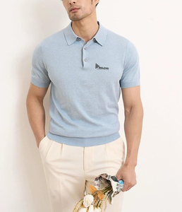 Pull à manches courtes en cachemire 100% pour homme, chemise polo pour homme, logo/motif personnalisé, t-shirt uni, vente en gros - Product Image 6