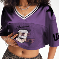 Maillot de football en maille pour femmes élégant recadrée surdimensionné 100% polyester tissu rétro Football maillot de football pour vêtements de rue