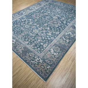 Tapis en laine noué à la main Erbe, motif médaillon abstrait bleu, pour entrée, couloir, chambre d'adolescent - Design puzzle rectangulaire 9x12 pour la maison - Product Image 2