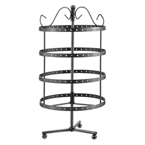 Support de bijoux rond noir pour boucles d'oreilles colliers anneaux organisateur d'affichage en métal moderne pour vanité et coiffeuse - Product Image 3