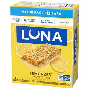 LUNA <b>Bar</b> - LemonZest Flavor - Gluten Free <b>Snack</b> <b>Bars</b> Value Pack (12 Pack) - Product Image 3