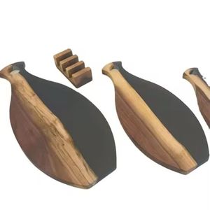 Plato de mano grande decorativo de madera de mango con acabado de quemado marrón para servir la comida en América - Product Image 6