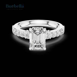 Bague en argent sterling 925 originale en diamant Moissanite VVS taille émeraude pour femmes vente à chaud pour les occasions de mariage et de fête - Product Image 6