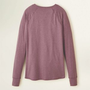 Women's Light Blue O-Neck Long Sleeve <b>Raglan</b> T-Shirt Loose Fit Solid Color Casual Knitted Cotton Spandex <b>Top</b> All Seasons - Product Image 4
