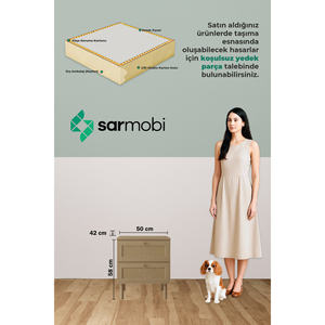 Table de chevet moderne en bois à 2 tiroirs, style campagnard, 50 cm de large, avec garantie de 2 ans - Meuble de chambre élégant et pratique - Product Image 4