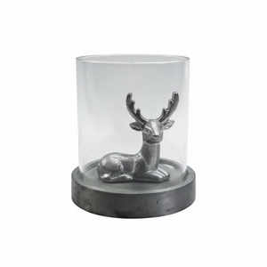 Modern Glass <b>Candle</b> Holder with Silver Christmas Tree Design Decorative Tabletop Lantern for Home Living Room Decor - Product Image 2