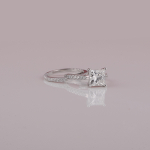 14KT <b>Solid</b> Gold Classic Style Princess Cut Full Eternity Bridal Set Wedding Engagement Lab Grown Diamond Luxury Custom Ring - Product Image 5