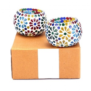 Porte-lumière en T avec finition en mosaïque, bougies décoratives à thème, vente en gros, bougies colorées bon marché, divers modèles - Product Image 2