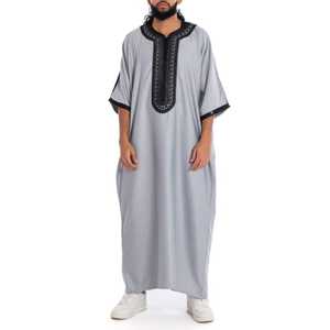 Venta al por mayor Ropa islámica Hombre original Thobe Vestido musulmán Hombres Túnicas QamisAbaya Dubai Dishdasha thobe - Product Image 5