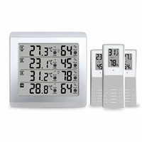 Termometer Higrometer Jam Digital Nirkabel Dalam & Luar Ruangan 3 Saluran, Monitor Suhu Kelembaban dengan Sensor Alarm
