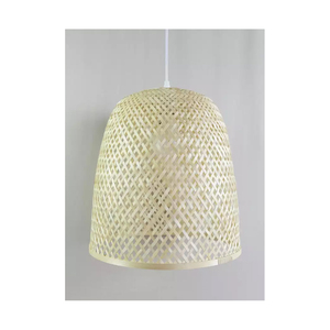 Lampe à suspension en bambou vintage moderne Scandi Design Weave abat-jour en verre suspendu cuisine salon maison suspension ampoule incluse - Product Image 1