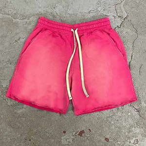 Pantalones Cortos Deportivos Unisex de Tela No Tejida, Estilo Vintage Lavado, Cintura con Cordón Ajustable, Ajuste Holgado, Algodón Suave, Transpirable, Secado Rápido, para Verano - Product Image 5