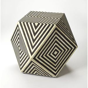 Artículos calientes Blanco y Negro Madre de perla Incrustaciones Cubo geométrico Mesa de acento Muebles de sala de estar MOP Taburete Mesa auxiliar en Vietnam - Product Image 1