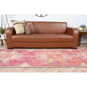 Vintage 2.9x11.3 ft Rug, <b>Runner</b> Turkish Rug, <b>Red</b> Solid Wool Rug - Product Image 5