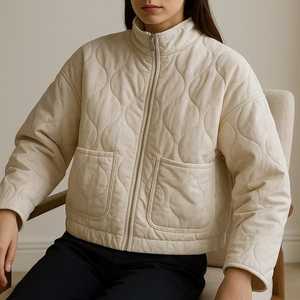Veste matelassée en tricot pour femmes grandes tailles, manches longues, coupe confortable, chaude, respirante, imperméable, en polyester - Product Image 4