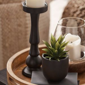 Industrial Design Vintage Aluminum Single-head Candlestick <b>Plate</b> Taper Candle <b>Holder</b> <b>Stand</b> With Clear Glass Votive - Product Image 4