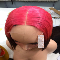 Extensions de cheveux humains vierges lisses et raides couleur rose pour femmes noires, longueurs de 8 à 30 pouces, double trame faite à la machine, vente en gros