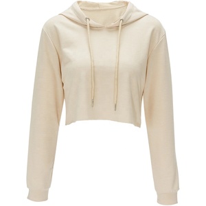 Nueva moda mujer con capucha Crop Fleece poliéster sudaderas 100% algodón ropa de calle de moda con logotipo frontal para invierno - Product Image 3