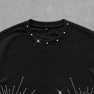 T-shirt streetwear surdimensionné avec strass, personnalisé, tendance, pour homme, avec strass - Product Image 3