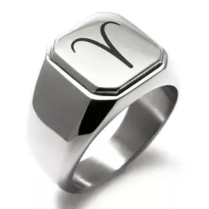 Jewelry Source Factory Astrology Aeies Square mens 925 sterling silver ring mens silver black ring Factory Stores