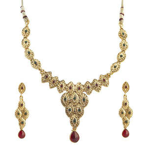 Kriaa 1100530 Marron Pierre Autrichienne Plaqué Or Collier Ensemble Bijoux de Mode pour Femmes - Product Image 1