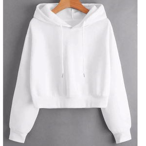 OEM Logo personnalisé polaire Streetwear Sweats à capuche en coton vierge recadrée Vintage poids lourd pour femmes - Product Image 3