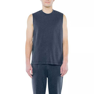 Camiseta sin mangas de color azul marino para hombre, venta al por mayor, camiseta sin mangas de entrenamiento deportivo para gimnasio, camiseta sin mangas de secado rápido a la venta para hombre, camiseta sin mangas de Fitness para hombre - Product Image 5