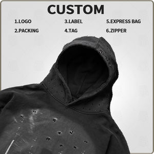 Nouveau surdimensionné 450gsm 100% coton lavé impression numérique sweat à capuche épais personnalisé diamant strass Streetwear à capuche pour hommes - Product Image 4