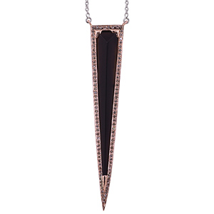 Superventas 2024 Real Diamond Gemstone Diseño vintage Joyería Sólido 18K Oro Rosa Onyx Arrow Head Collar Regalo para el amado - Product Image 4